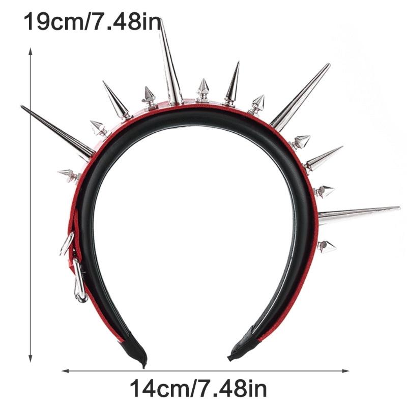 Gothic Punk PU Belt Hair Band With Rivet Studded Design Cool Hairhoop For Women Daily Wear and Festival Gathering