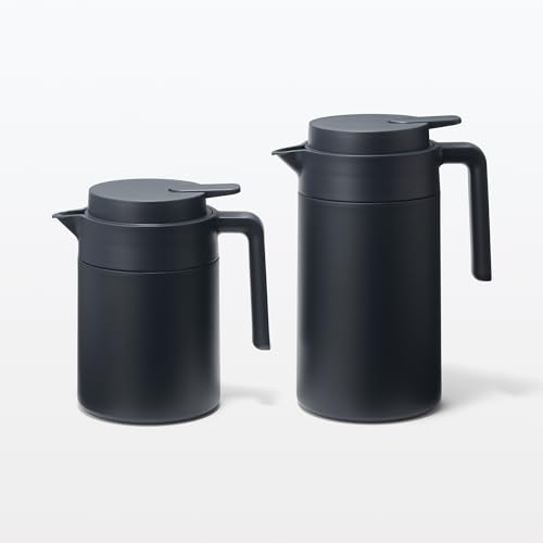 MUJI Wide-Mouth, Easy-to-Wash Insulated Tabletop Pot, Black, 0.8L, 84334559