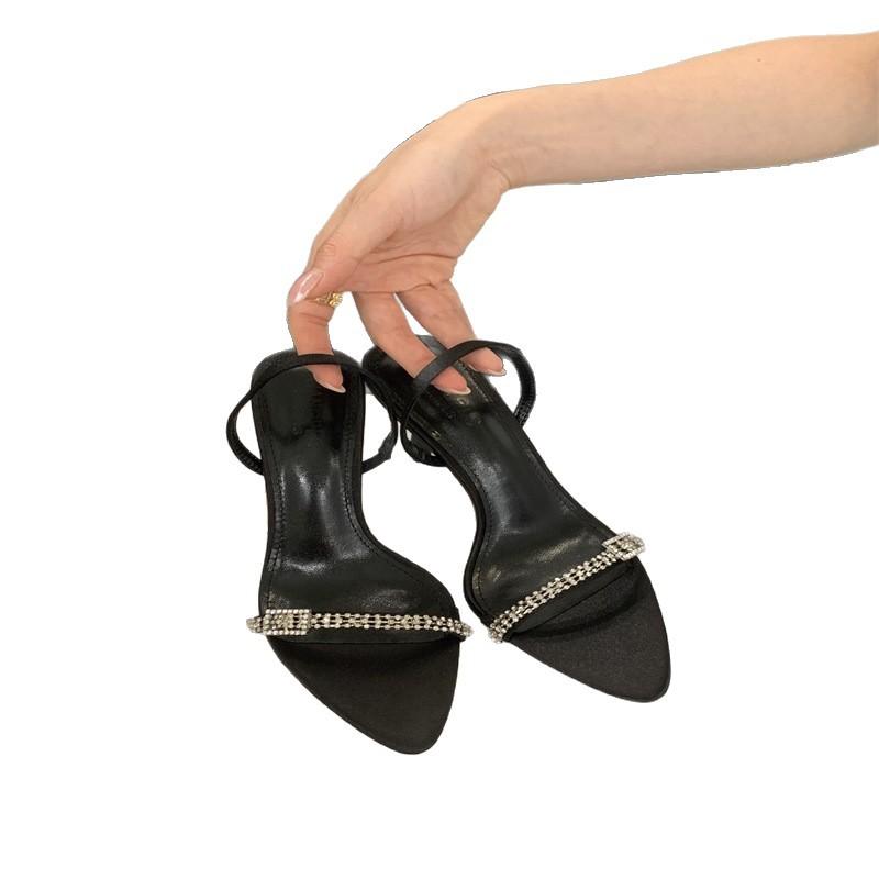 Fashion All-Match Riband 2025 Summer Luxury Sandals Strappy Heels Female Shoe Open Toe Fashion  Buckle Girls Stiletto Beige New High Com