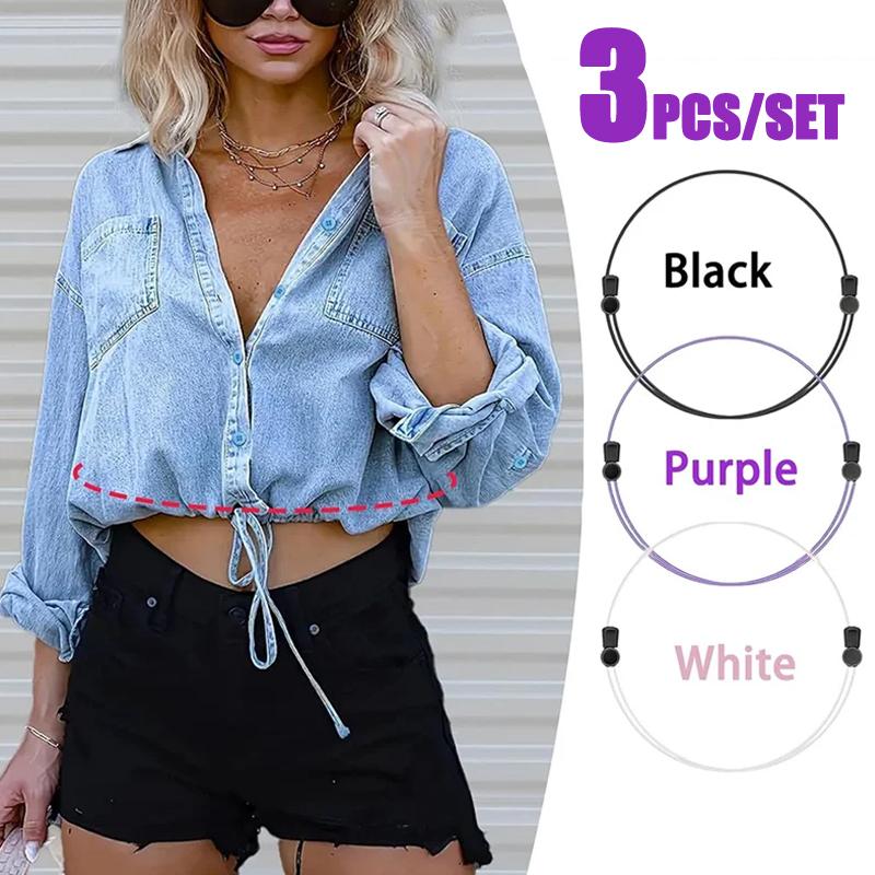 3Pcs Adjustable Elastic Crop Tuck Tool Band Women Fashion Clothing Accessory For Shirt Summer Instant Waist Slimming Non-Slip