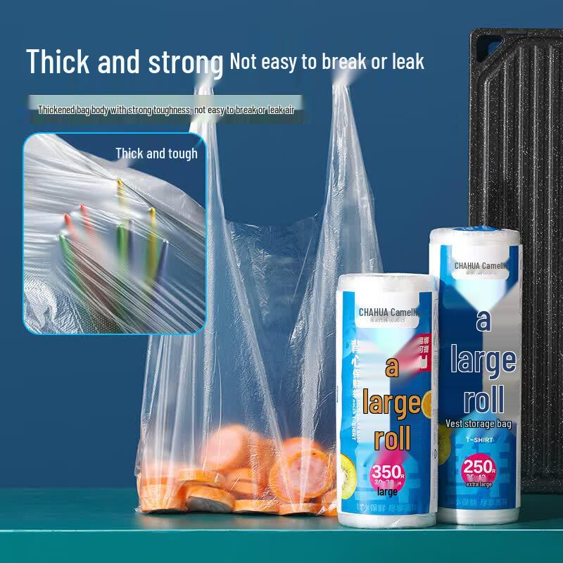 CHAHUA Thickened Vest-Style Food Storage Bags, 3 Rolls