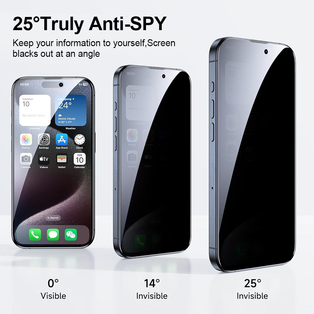 Sichtschutz Displayschutz Anti-Spionage Privates gehärtetes Glas für iPhone 15 Pro Max 14 Plus 13 12 11 X Xs Xr Schutz Einfache Installation Telefonzubehör