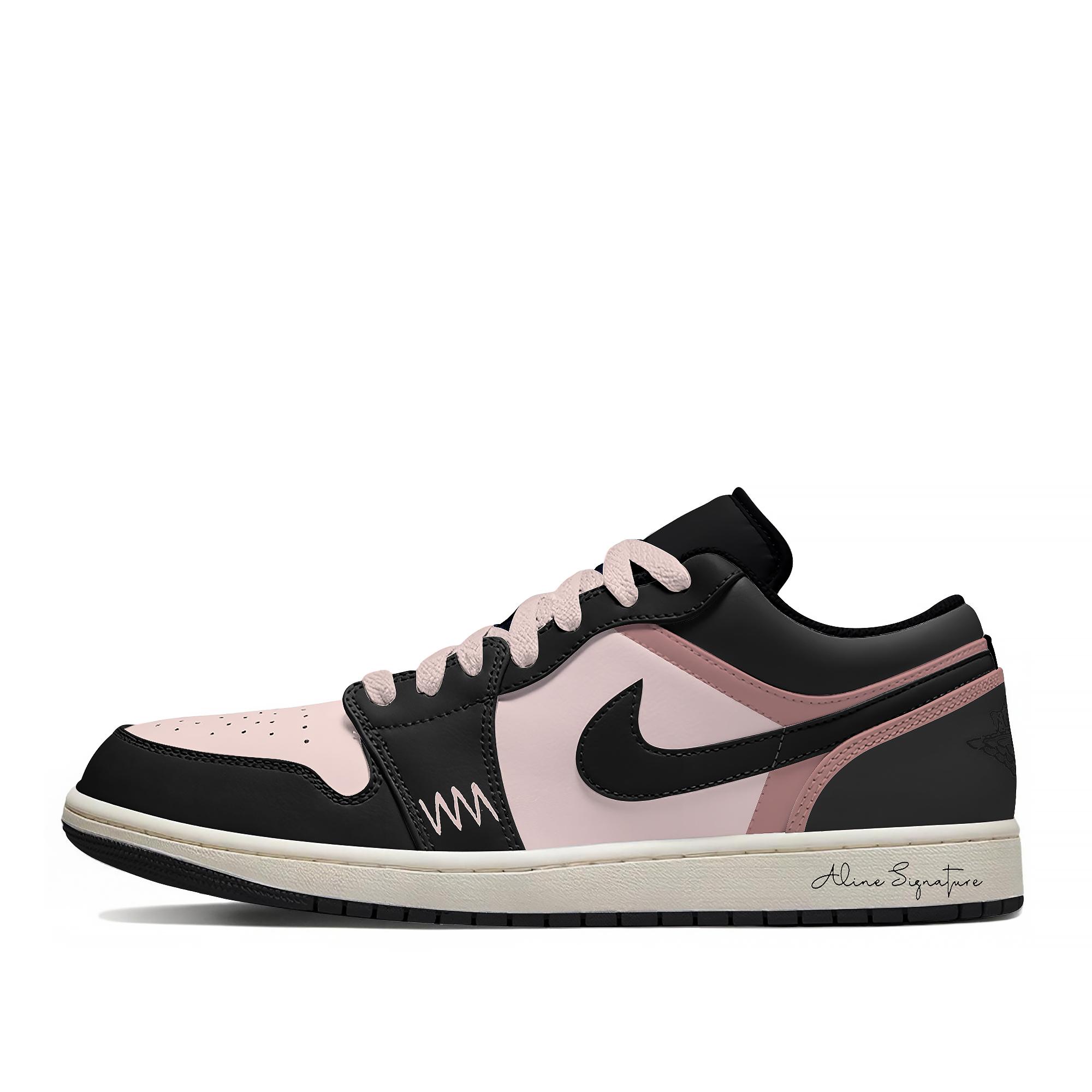 

Jordan Air Jordan 1 Slip Resistant Abrasion Resistant Low top Vintage Basketball Shoes Unisex Pink Black 553558-081(Team661-) 43
