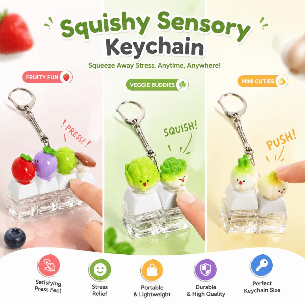Keyboard Anti-stress Toy Pendant Mechanical Fidget Keychain Stress Relief Clicker  Bag Charms