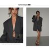 Rasaduffy Women's Retro Loose-Fit Grey Blazer - New Korean Style