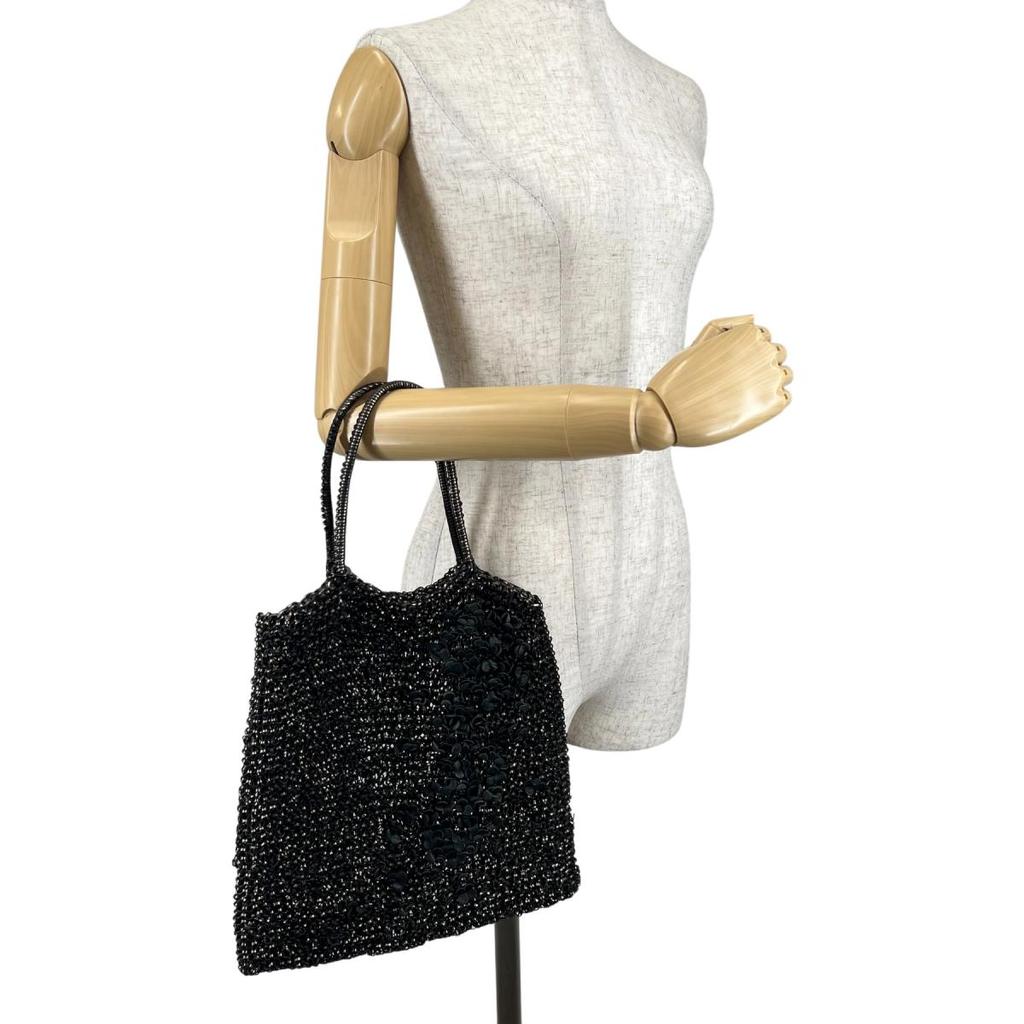 ANTEPRIMA Glitter Flower motif Handbag wire black Women Used