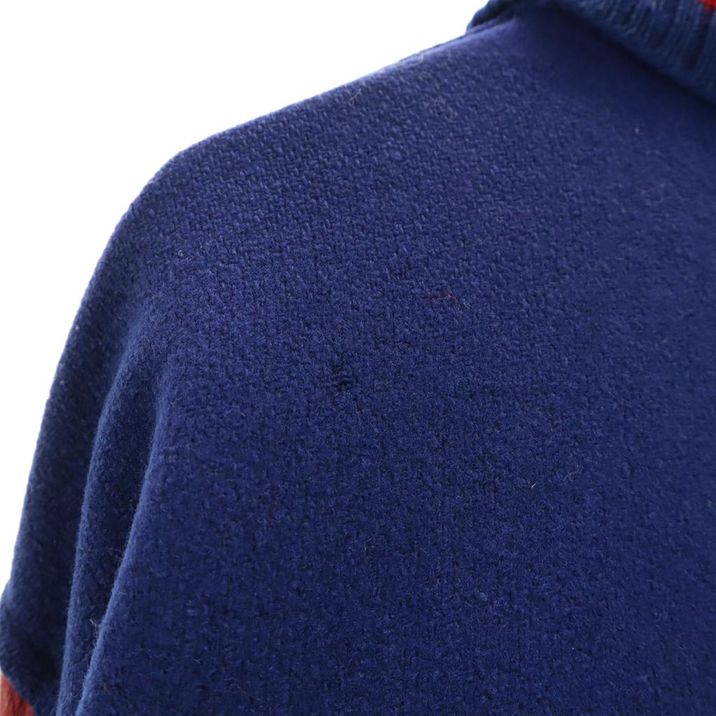 LASLEY KNITTING 60s Wool Vintage Sleeve Leather Stajan 44 Navy System Men's Used