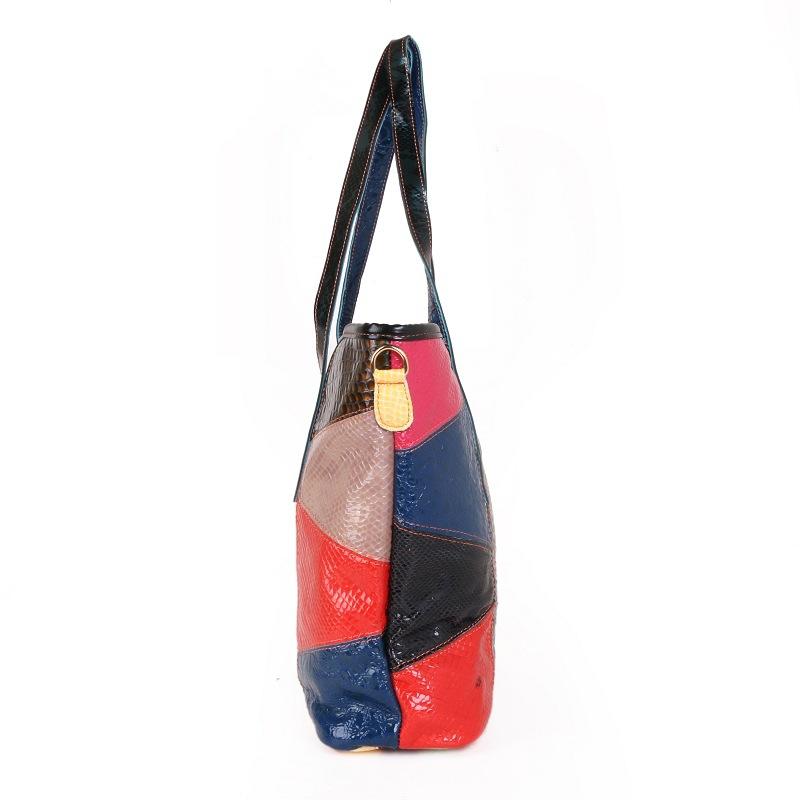 Bag Women'S Sheepskin Tote Bag Handbag Splicing Color Messenger Bag Large Capacity