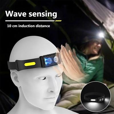 COB Induction Headlamp 10cm IR Motion Sensor Headlight USB Rechargeable Head Lamps Waterproof Head Light with Built-in Battery