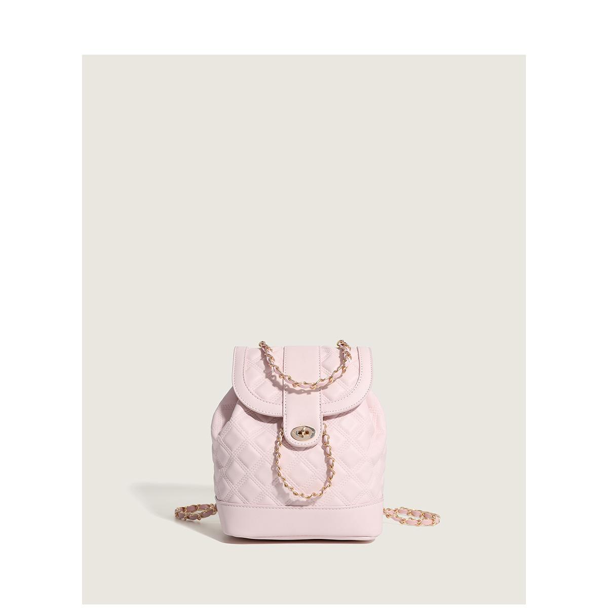 High-quality textured small bag for women, versatile for summer 2024, new diamond-pattern chain backpack, trendy crossbody bucket bag