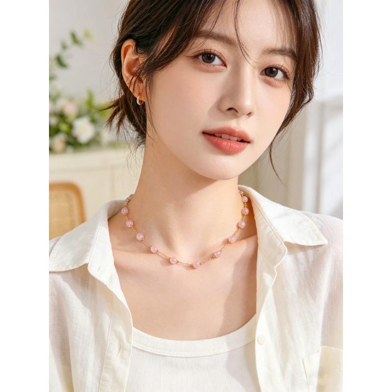 Women Light Luxury Minority Design Crystal Pearl Beaded Clavicle Necklace