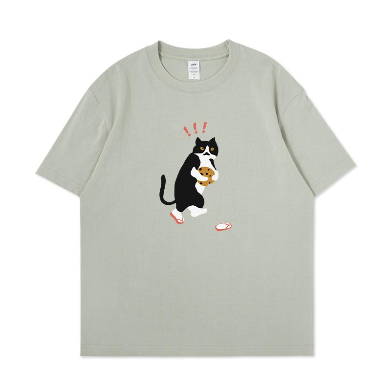 S1120693 Jugend-Kurzarm-T-Shirt mit Cartoon-Animal-Print-Top, Sommerkleidung