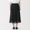 MUJI Gathered Black Size M Women's High-Twist Skirt, Check, (BE1ZZA6S)