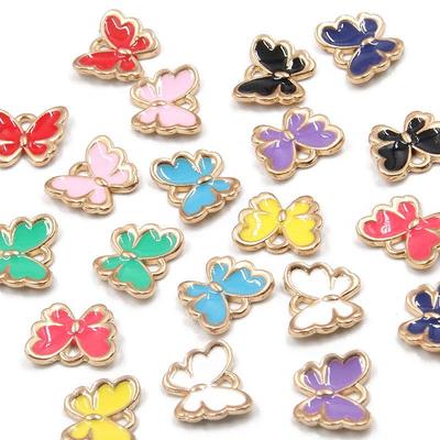 10 Colors 10*13mm KC Gold Enamel Butterfly Charms for Necklaces & Bracelets