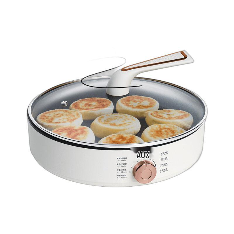 AUX Extra-Large Non-Stick Maifan Stone Deep Dish Grill Pan with Steamer Option