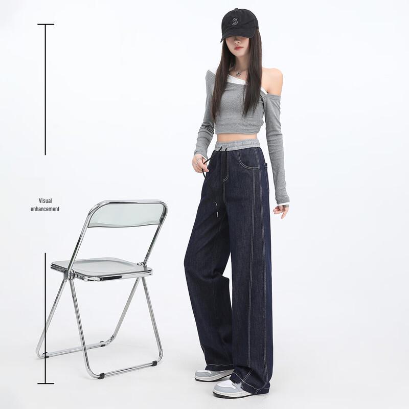 Handu Yishe Women's High-Waist Loose Fit Denim Banana Pants