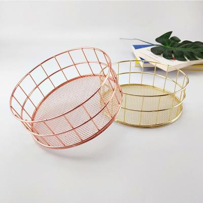 Ferro battuto color oro rosa Scatola portaoggetti per trucco in stile nordico Portaspazzole per eyeliner Tavoletta da toeletta Contenitore rotondo per cosmetici