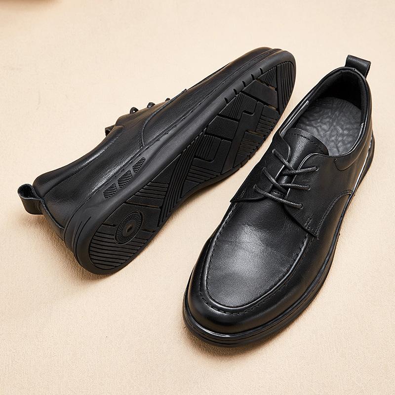 Men'S Shoes Fashionable Retro Versatile Board Shoes Breathable Men'S Casual Leather Shoes Leather Soft-Soled Driving Shoes