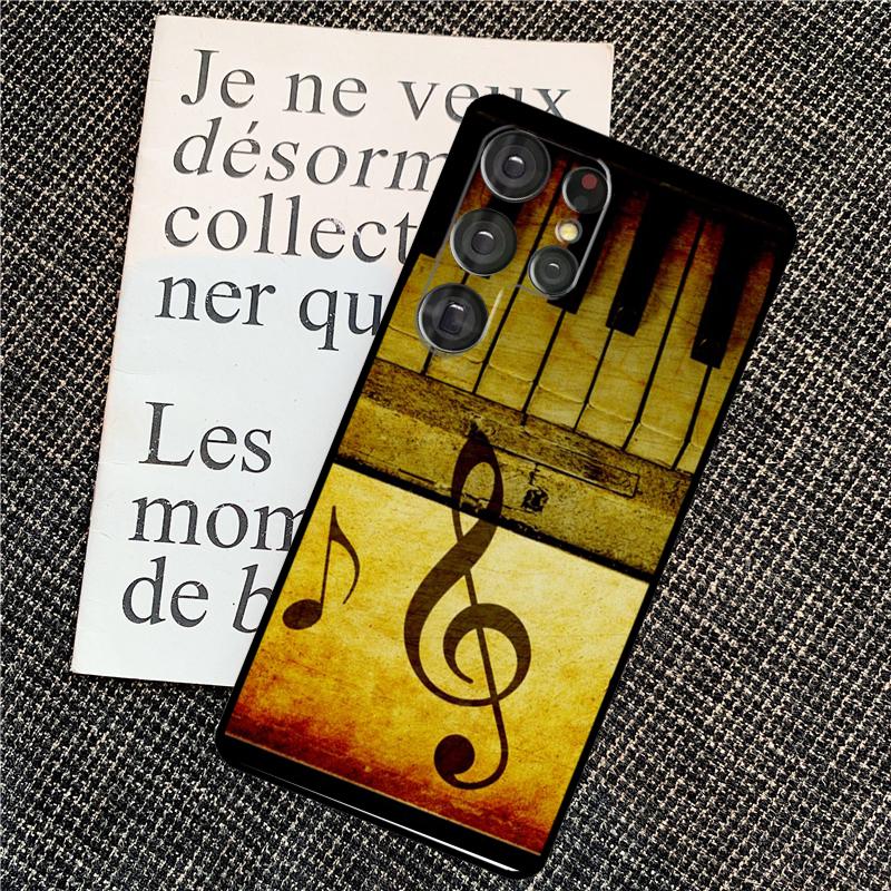 Piano keys Vintage Music Notes Case For Samsung Galaxy S25 Ultra S21 S22 S23 S24 Ultra S9 S10 S20 Plus S25 FE Back Cover