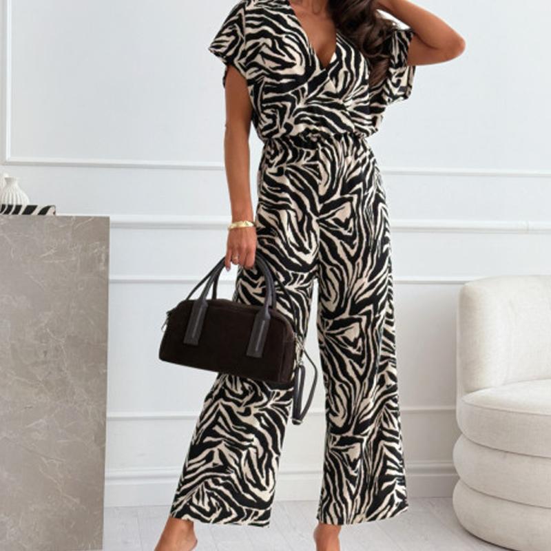 

Новое летнее платье простое, щедрое и элегантное женское комбинезон с леопардовым принтом и зебровым узором 8072 XL зебра