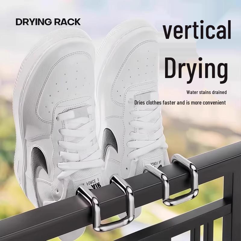Stainless Steel Anti-theft Outdoor Shoe Drying Hook for Balcony or Window Railing