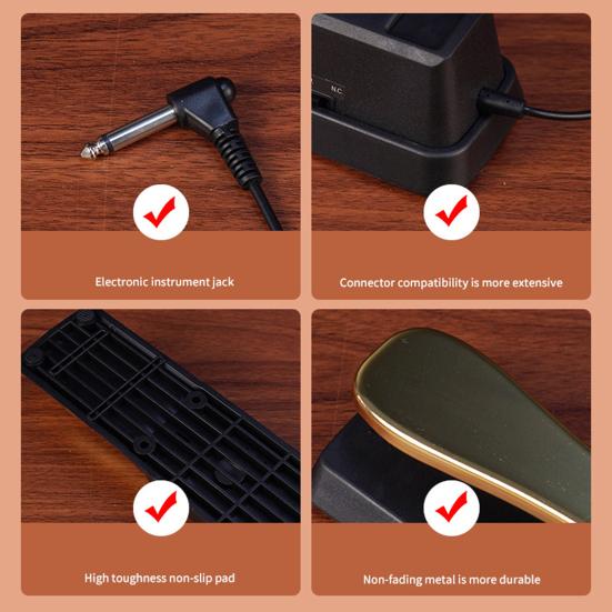 Pedală sustain pentru pian electric Conector anti-alunecare de 6,5 mm Pian digital electric universal Pedală metalică Accesorii pentru instrumente muzicale