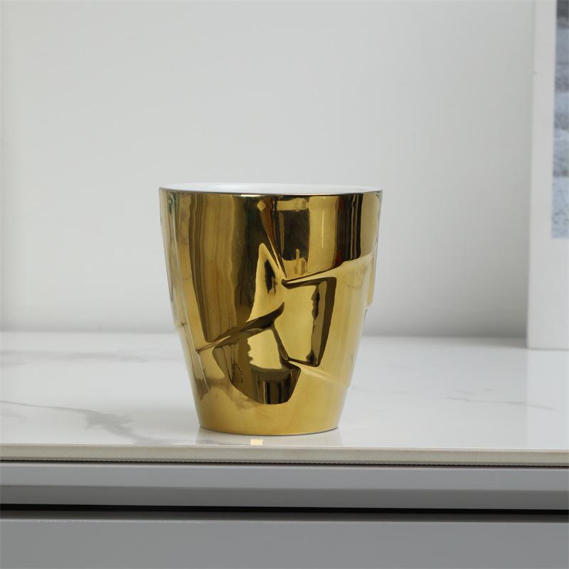 Ceramic Cup Light Luxury Electroplating High Value Afternoon Tea Water Cup Household Coffee Cup Couple Small Cup