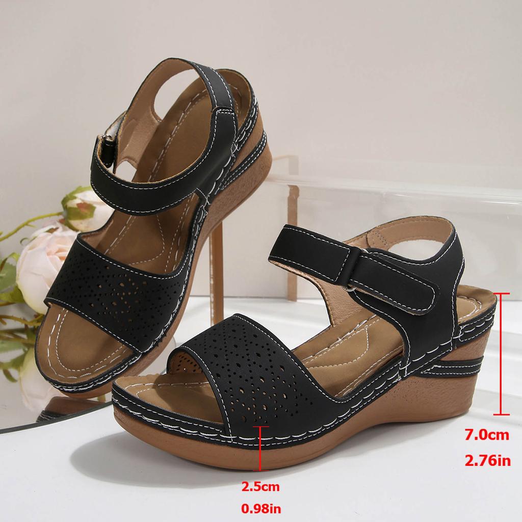 New Platform Wedge Sandals Lightweight Summer Strap Casual Vacation Sandal Increase Height Retro Womens Hollow Design Sandalias