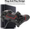 Kabelgebundener PS4 Controller, PlayStation 4 Dual Vibration Shock Joystick Gamepad für PS4/PS4 Slim/PS4 Pro und PC (Schwarz Rot)