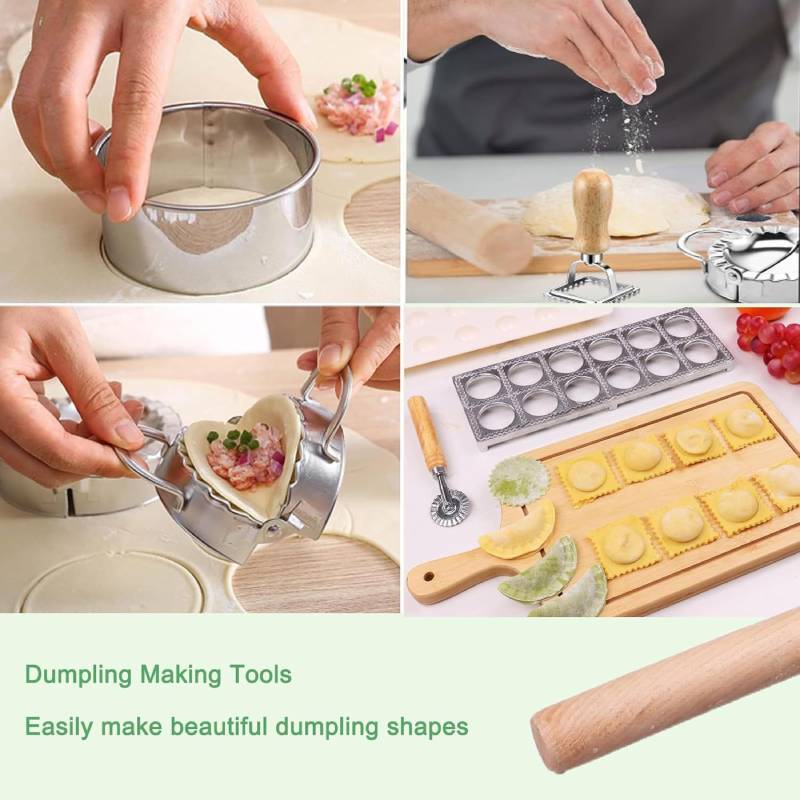 Italian Pasta And Dumpling Making Set With Wooden Tools For Home Kitchen Cooking
