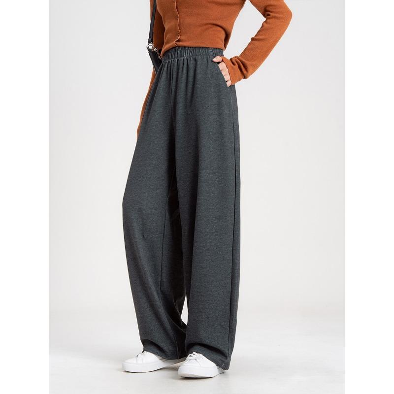 

Denim blue scimitar pants, autumn and winter new high-waisted tied feet loose casual drape banana pants wide-leg pants M черный серый