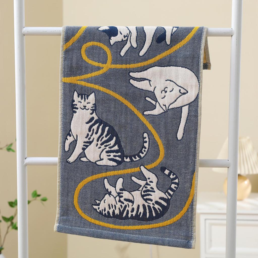Zhiyang Creative Gauze Infant Face Towels - Naughty Cat Design for Kids' Parties