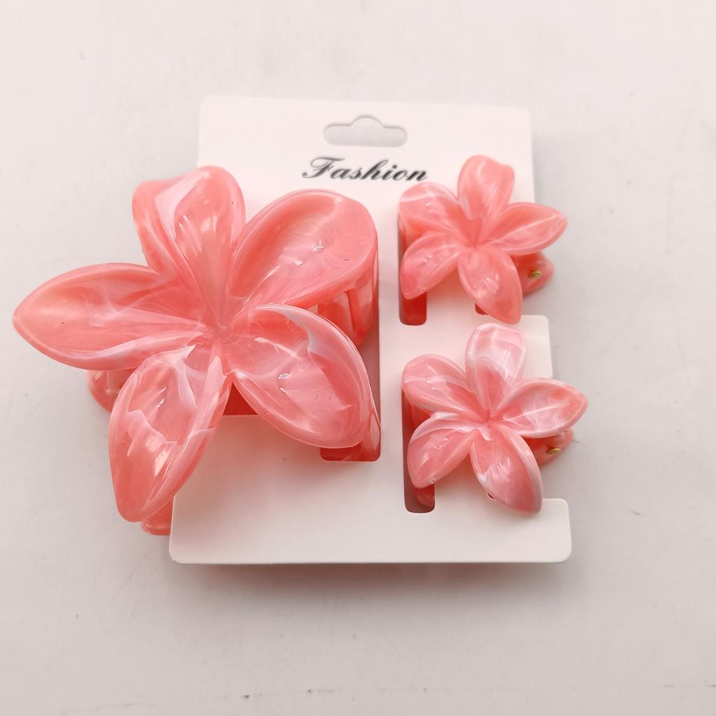 3PCS Hawaiian Gradient Flower Hair Claw Clip For Women Girl Fashion Plastic Non Slip Hold Hairpin Barrette Hair Accessories