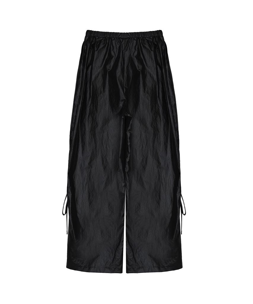 Nigaennikol Glossy Shirring Technic Pants_Black