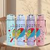 1PC Love Tennis Racket Pattern 750ml Color Plastic Sports Water Bottle Leakproof Flip Straw Lid Suitable for Sports Office Home Use