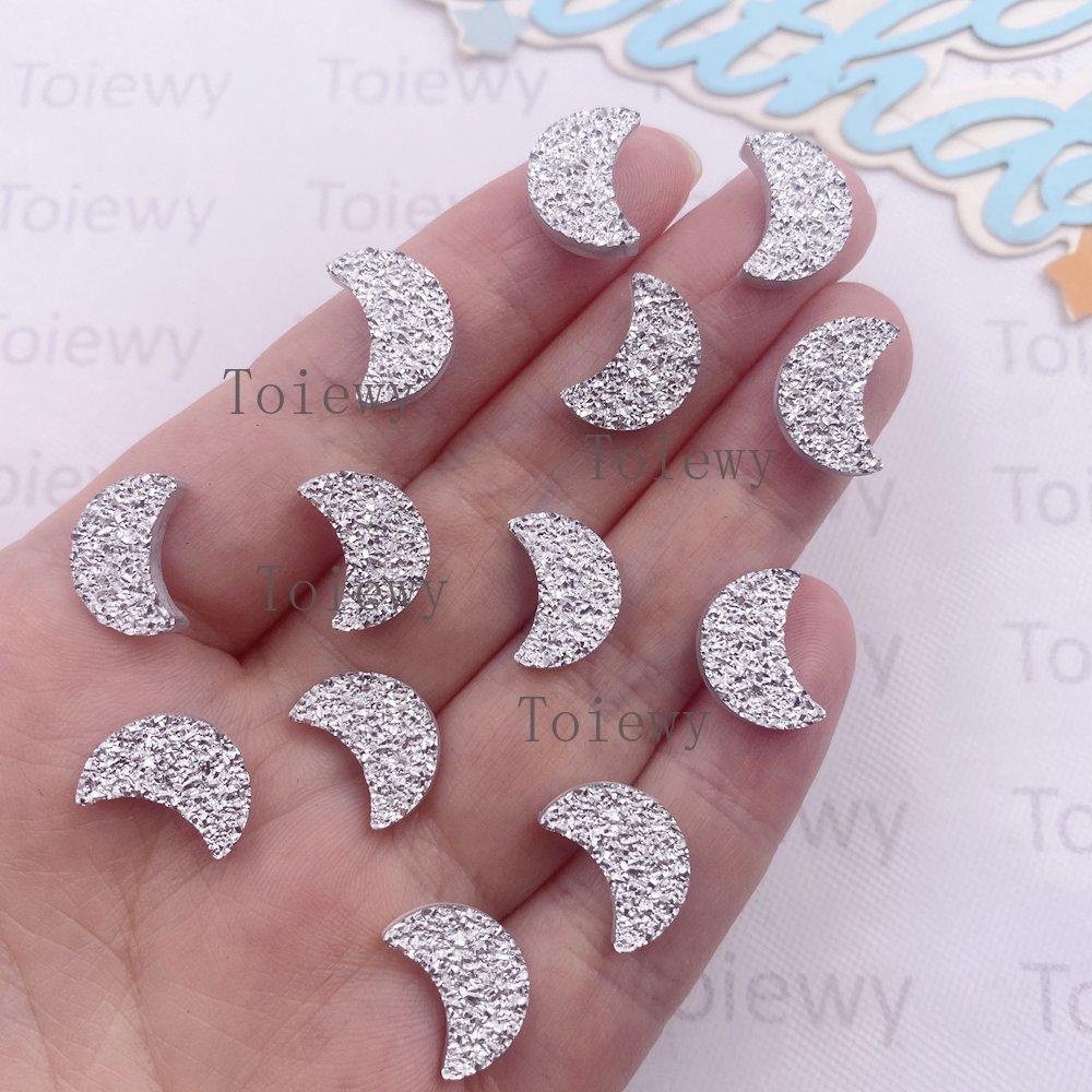 

50PCS Resin Silvery Black Ore Surface Moon Flat back Rhinestones Gemstone Scrapbook Wedding Appliques Crafts Decor Accessories серебряный