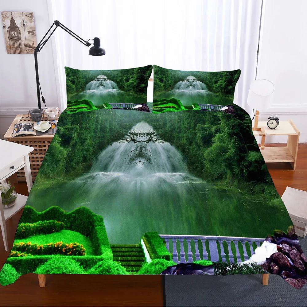 

Pastoral Bedding Sets 3d Duvet Cover Set 2/3pcs Bedroom Comforter Set Reactive Printing Forest, Lowers Scenery Bedlinens 3pcs EU single(135x200cm)