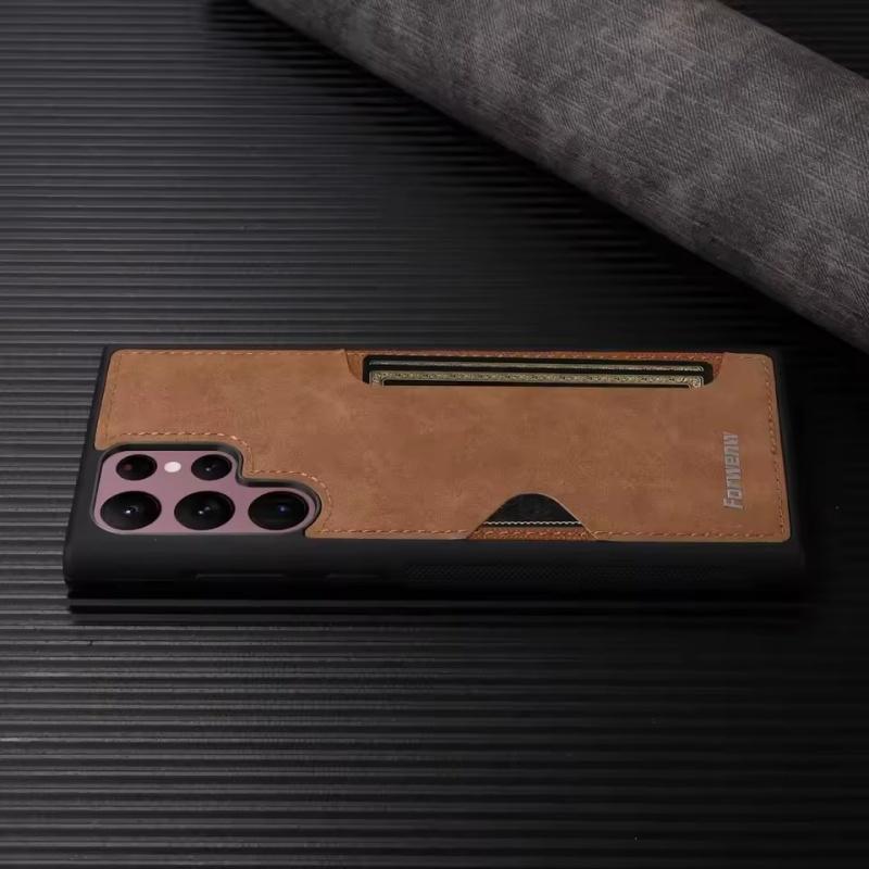 Retro Card Solt Case for Samsung Galaxy S24 S25 Ultra S23 FE S22 Plus A15 A25 A35 A14 A24 A34 A54 A13 A23 A33 A53 Leather Cover