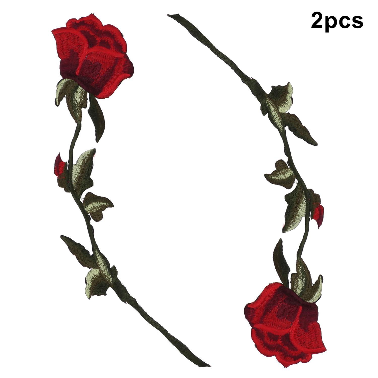 

2/10/20Pcs Rose Flower Applique Embroidered Iron-on Patches For Clothes Dress Fashion DIY Decoration Sewing Clothing Accessories