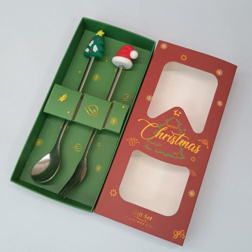 2/4/6 Stück Weihnachts-Gabel- und Löffel-Set, Edelstahl Kreatives Geschirr, Kaffee Tee Dessertgabeln und -löffel Geschenkset