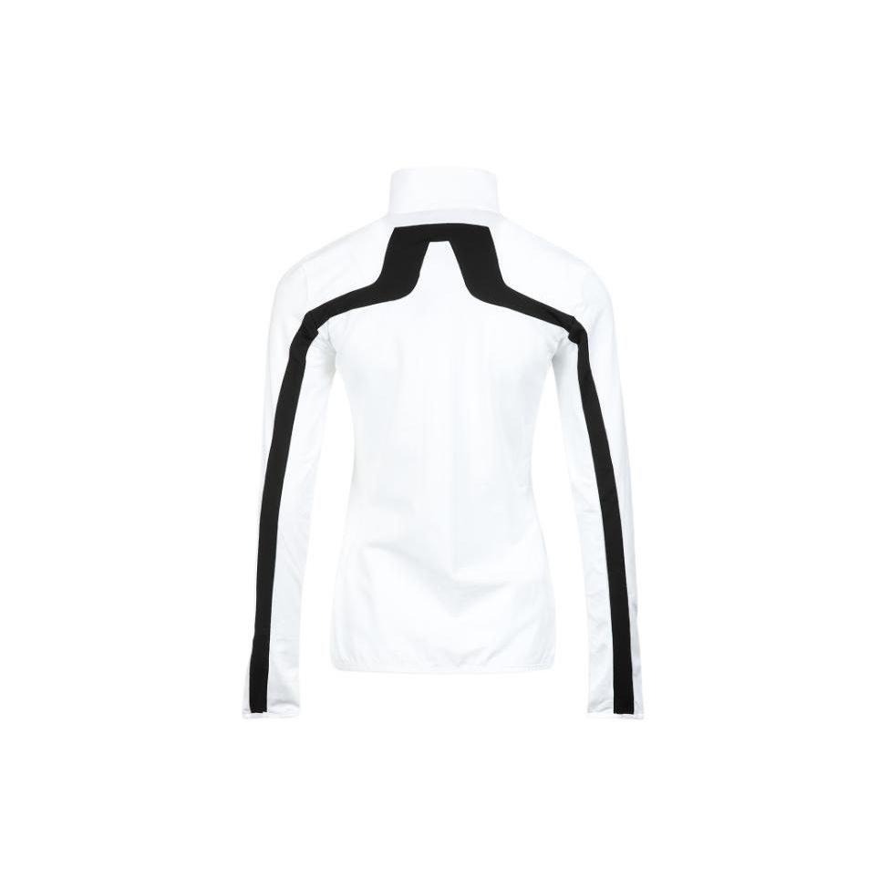 J.Lindeberg Striped Letter Print Stand Collar Zip Long Sleeve Jacket Women jackets White GWJS03874-0000