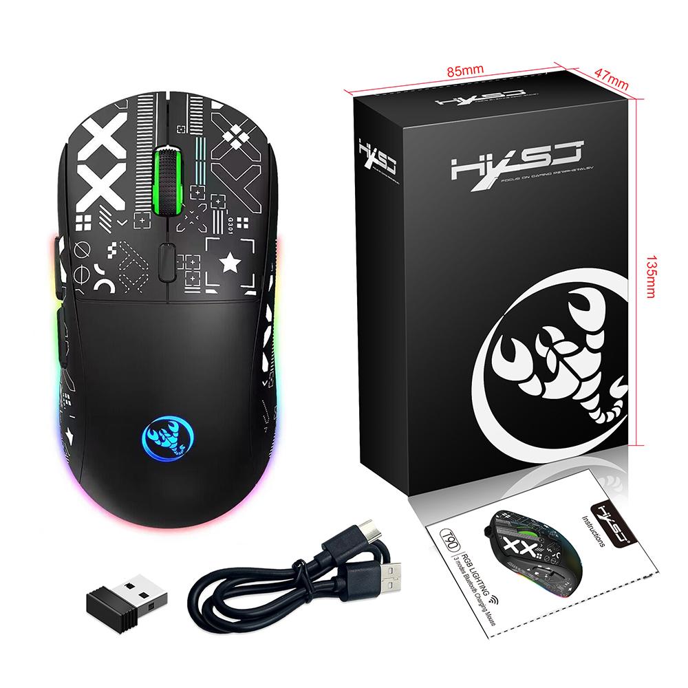 Oppladbar Trådløs Mus Usb Bluetooth-kompatibilitet Gamer Maus 3600DPI Mus 11 RGB Lysmoduser Mus For Datamaskin Bærbar PC