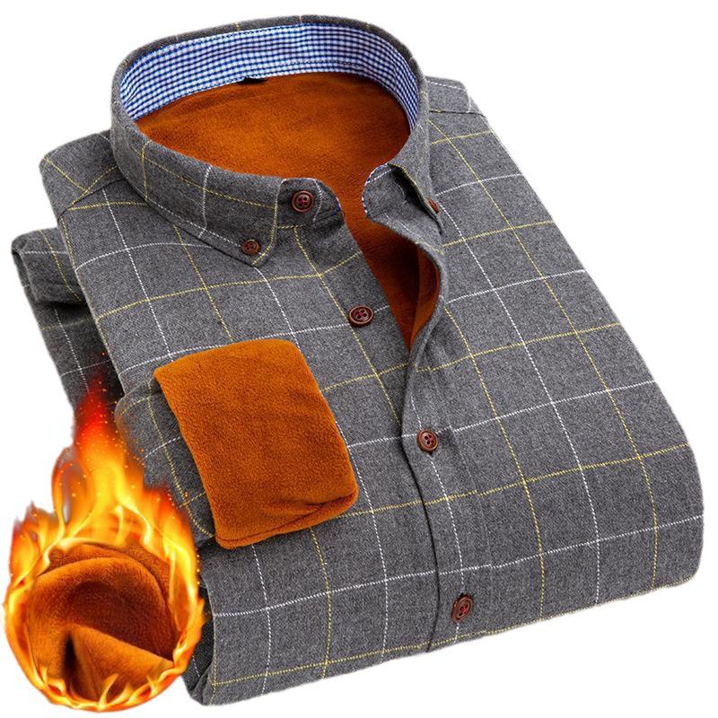 

Зимняя новая мужская флисовая терморубашка с длинными рукавами, мужская профессиональная рубашка для отдыха, утолщенная и удобная, интегрированная флисовая рубашка в клетку 4XL светло-серый