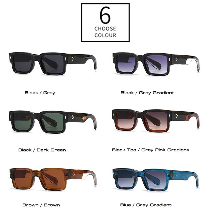 SHAUNA Ins Popular Fashion Square Rivets Men Sunglasses Vintage Punk Gradient Women Trending Dark Green Sun Glasses Shades UV400