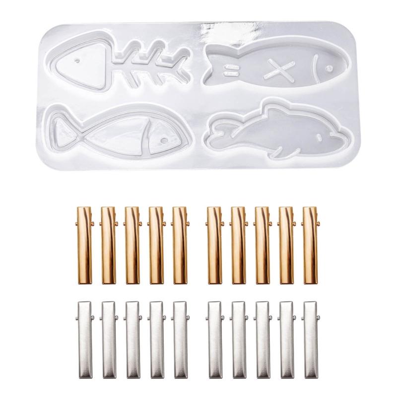 Silikonharzform Haarspangenformen Silikon-Gießwerkzeuge für Epoxidharzkunst Mädchen DIY Haarspange Anhänger Schlüsselanhänger