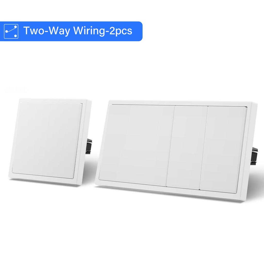 BSEED 1/2Gang Wall Light Switches 2Way Control For Stairs Bedroom With EU Standard Power Socket USB Type-c Plastic Frames 2Pack