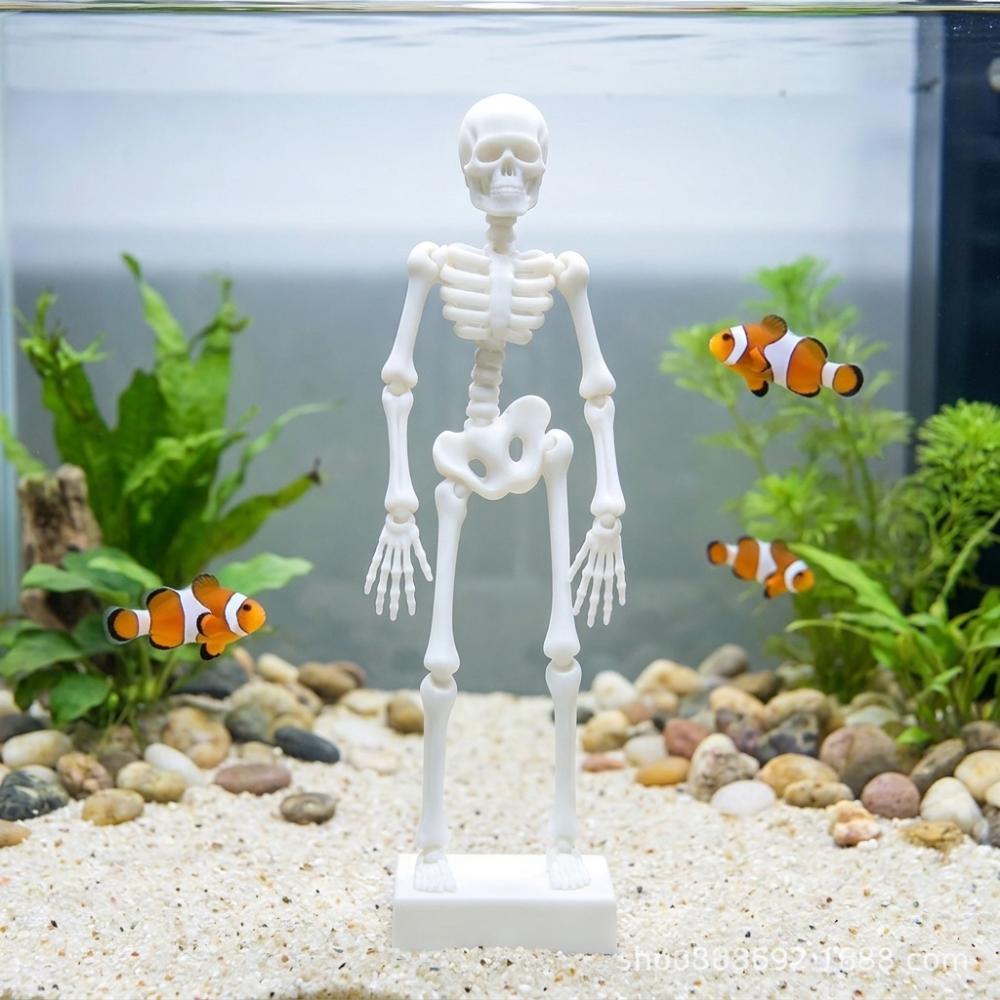 Realistic Dancing Skeleton Aquarium Bubbler 1D Printed with Pipe Suction Cup Fish Tank Dance Skull Bubbler Underwater