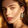 Creative Enamel Flower Dangle Earrings Painting Charm Metal Geometric Stud Earrings Colorful Summer Bohemian Dangle Earring