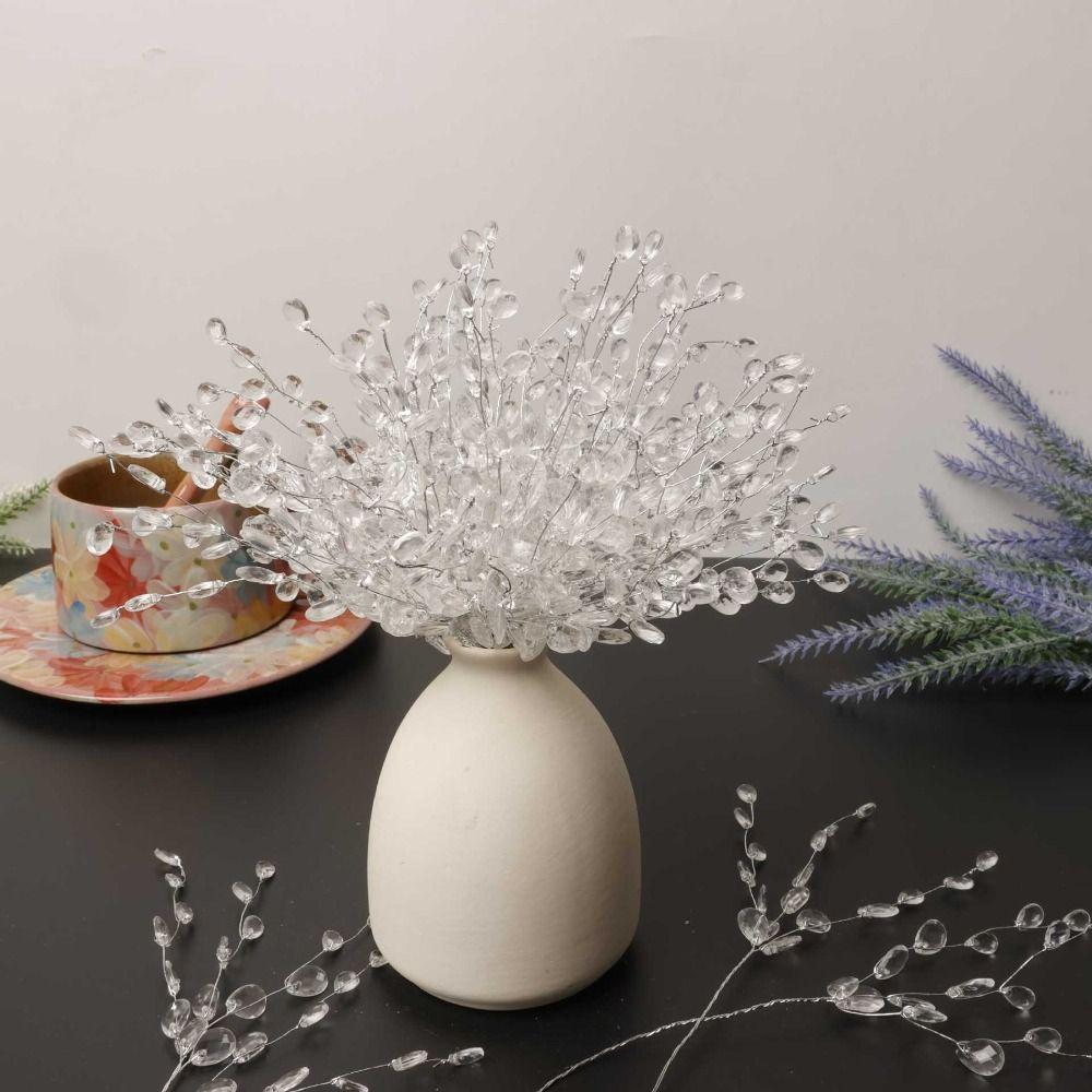 50 STÜCKE Braut Tiara Kristall Knospenzweige Hochzeitsfeier Kristallblume Künstlicher Strauß Weiß