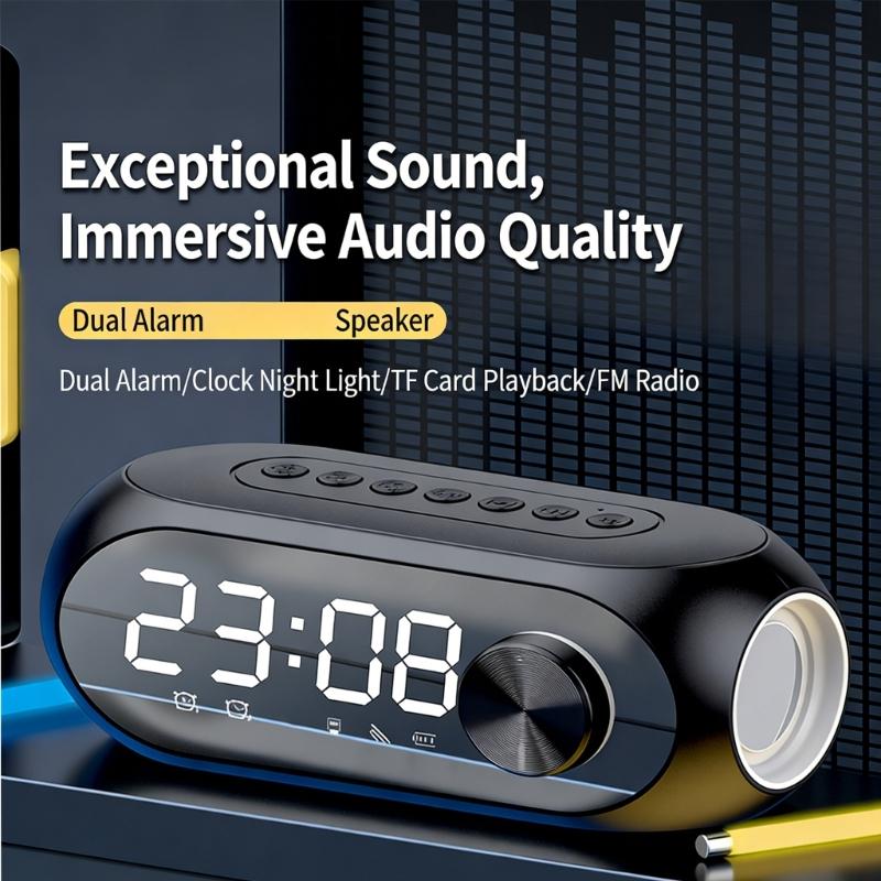 Compactly Bluetooth-compatible 5.0 Speaker Featuring Mirror Clock LED Mood Light And Freeing Hands Calling For Daily Use
